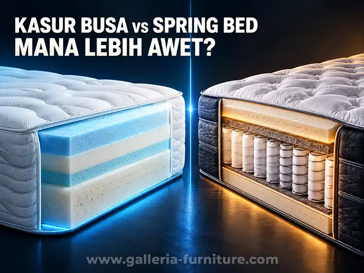 Kasur busa dan spring bed berdampingan untuk perbandingan daya tahan