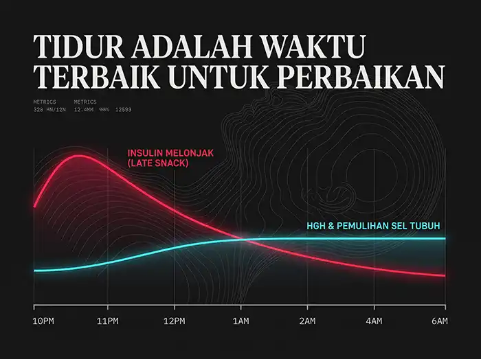 Grafik fase deep sleep untuk regenerasi seluler kulit dan dekompresi tulang belakang