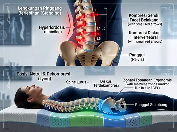 Tekanan sendi tulang belakang lumbal akibat anterior pelvic tilt dan pentingnya topangan netral