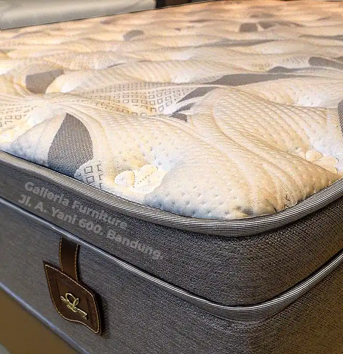 Gambar Detail Jahitan Quilt Mewah dan Emblem Lady Americana Rennaisance
